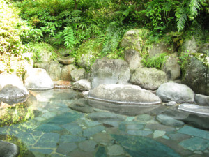 緑豊かな露天岩風呂